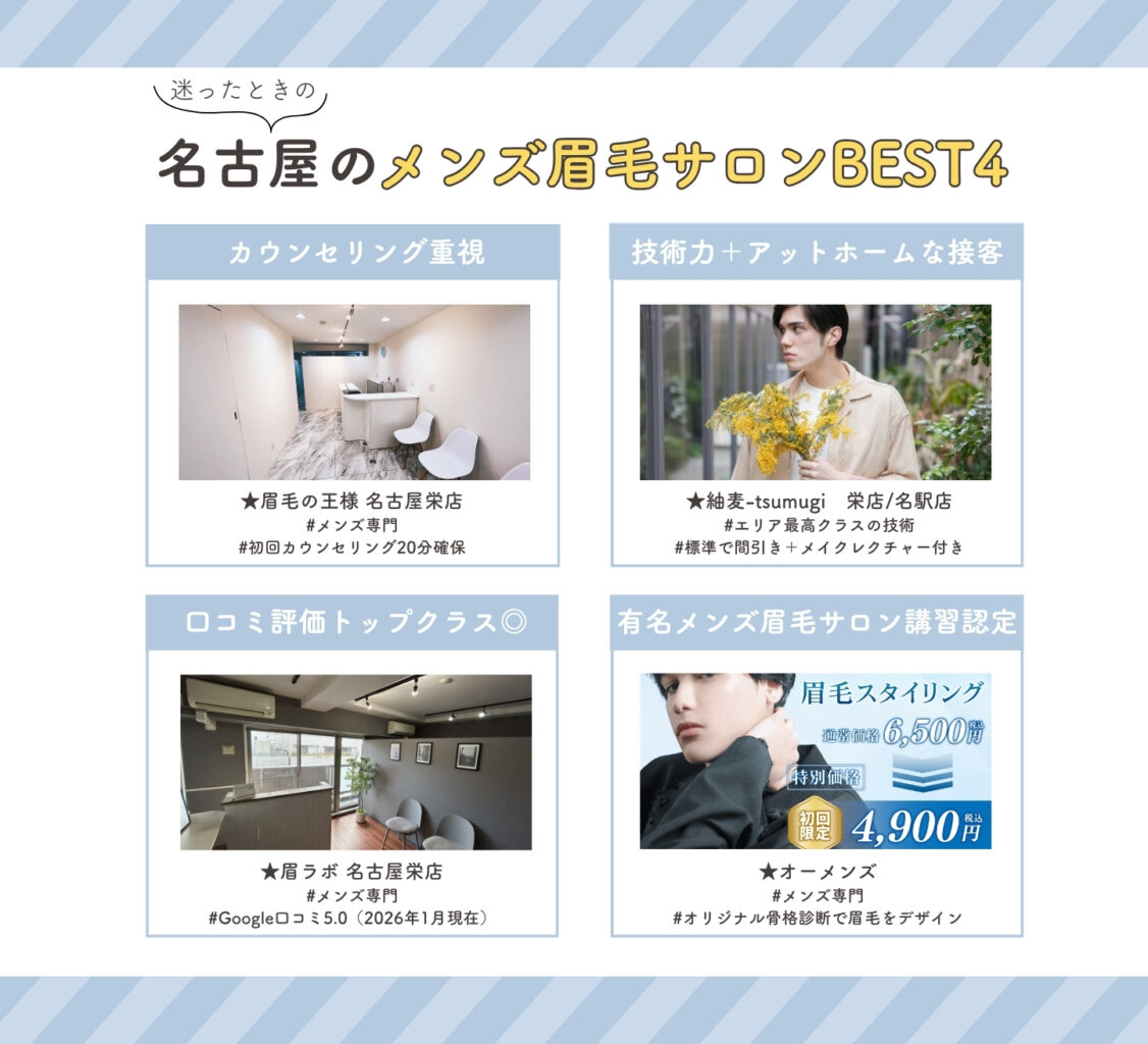 名古屋のメンズ眉毛サロン　迷ったときのおすすめ店