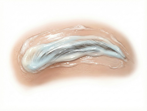 ①で混ぜたエピラットを眉毛に塗る　イメージ